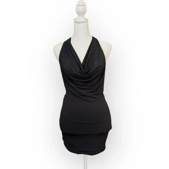 Edikted Black Cowl Neck Backless Mini Dress – Size Small - NWT - Picture 2 of 5